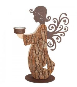 Waldfabrik Anges De No L En Bois | Statuette Ange De No L En Bois Avec Bougeoir 27 Cm