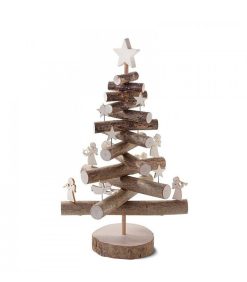 Waldfabrik Sapins En Bois | Sapin De No L En Bois 29 Cm Avec Toiles Et Anges