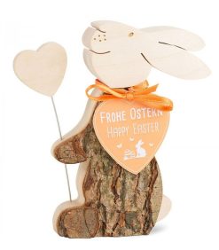 Waldfabrik Lapins En Bois De Paques | Lapin En Bois Avec Coeur, 10 Cm