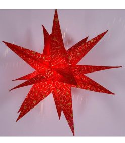 Klaus Boutik Etoile Lumineuse | Toile Lumineuse Rouge En Papier 3D, Suspendre, 45 Cm