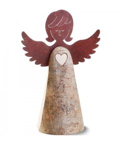 Waldfabrik Anges De No L En Bois | Statuette Ange En Bois Avec Coeur Et Ailes M Tal, 26 Cm