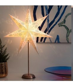 Konstsmide Etoile Lumineuse | Toile Lumineuse Lectrique 7 Branches En Papier, Blanche, Sur Pied Cuivr 48 Cm