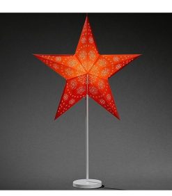 Konstsmide Etoile Lumineuse | Toile Lumineuse Lectrique 5 Branches En Papier, Rouge, Sur Pied Blanc, 46 Cm