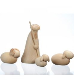 Schalling Personnages De Cr Che De No L | Personnage En Bois, Le Berger Et Ses Moutons, 12 Cm