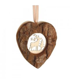 Waldfabrik D Corations En Bois Pour Sapin De No L | Coeur En Bois Suspendre Motif Cisel Cerf, 6 Cm