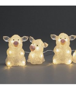 Konstsmide Oiseaux Lumineux Et Animaux Lumineux | Petits Cochons Lumineux En Acrylique Led 12,5 Cm, Lot De 5