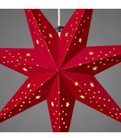 Konstsmide Etoile Lumineuse | Toile Lumineuse 7 Branches En Papier Velours Rouge Suspendre, 60 Cm