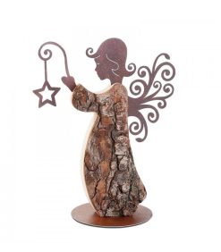 Waldfabrik Anges De No L En Bois | Statuette Ange De No L En Bois Avec Ailes M Tal, 25 Cm