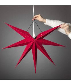 Konstsmide Etoile Lumineuse | Toile Lumineuse 7 Branches En Papier Velours Rouge Suspendre, 60 Cm