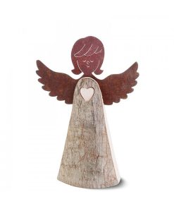 Waldfabrik Anges De No L En Bois | Ange En Bois Avec Coeur Et Ailes M Tal, 15,5 Cm