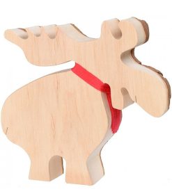 Waldfabrik Animaux En Bois | Grand Lan En Bois Avec Noeud Rouge 18 Cm