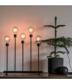 Konstsmide Chandeliers De No L 7 Branches | Chandelier Led 5 Ampoules Rondes Ambr Es En M Tal Noir, 54 Cm