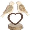 Waldfabrik Oiseau D Coratif | 2 Oiseaux En Bois Sur Un Coeur, 9 Cm