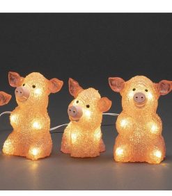 Konstsmide Oiseaux Lumineux Et Animaux Lumineux | Petits Cochons Roses Lumineux En Acrylique Led 12,5 Cm, Lot De 5