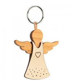 Waldfabrik Porte-Cl S En Bois | Porte-Cl Ange Avec Coeur Et Robe En Cuir N°1, 5,5 Cm