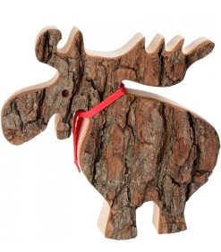 Waldfabrik Animaux En Bois | Grand Lan En Bois Avec Noeud Rouge 18 Cm