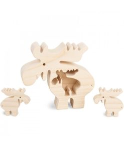 Waldfabrik Animaux En Bois | Elan En Bois Avec Un Enfant, 10 Cm