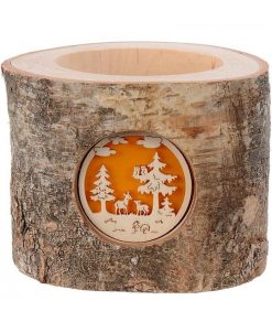 Waldfabrik Photophore Bois | Photophore En Rondin De Bois, 1 Motif Animaux De La For T