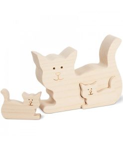 Waldfabrik Animaux En Bois | Chat En Bois Avec Un Chaton, 8,5 Cm