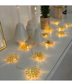 Konstsmide Guirlande Lumineuse Int Rieure Led | Guirlande Lumineuse D Corative Led, Flocons De Neige M Talliques Dor S