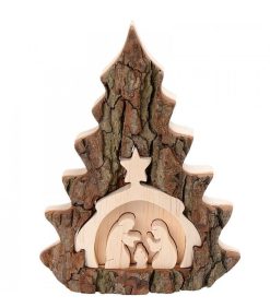 Waldfabrik Cr Che De No L Artisanale | Cr Che De No L 16 Cm, Taill E Dans Une Corce De Bois En Forme De Sapin