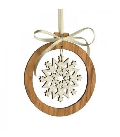 Waldfabrik D Corations En Bois Pour Sapin De No L | Pendentif En Bois D'Olivier 7Cm, Motif Cristal De Neige N°1