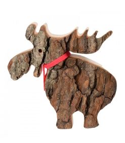 Waldfabrik Animaux En Bois | Elan En Bois Avec Noeud Rouge 14 Cm