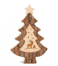 Waldfabrik Sapins En Bois | Sapin De No L En Bois Avec Gravure Cerf, 15 Cm