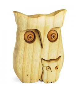 Waldfabrik Chouettes Et Hiboux En Bois | Chouette En Bois Poli Avec Enfant, 9 Cm